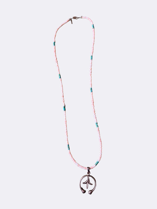 Heishi and Turquoise Necklace with Silver Naja